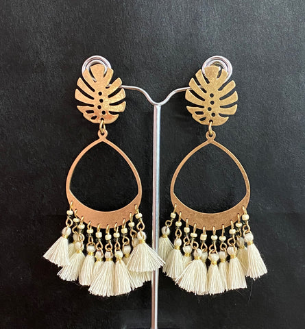 Isle & Tribe - Gold Shangri La Earrings - Ivory