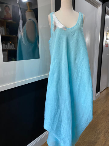 Banana Blue - Dress - New Aqua with Silver Foil
