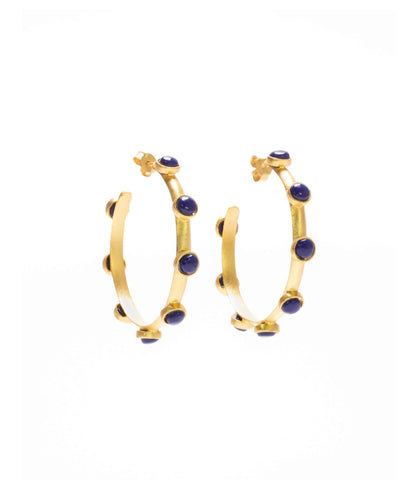 Gold Luxe - Cosmos Hoop Earrings with Lapis Lazuli